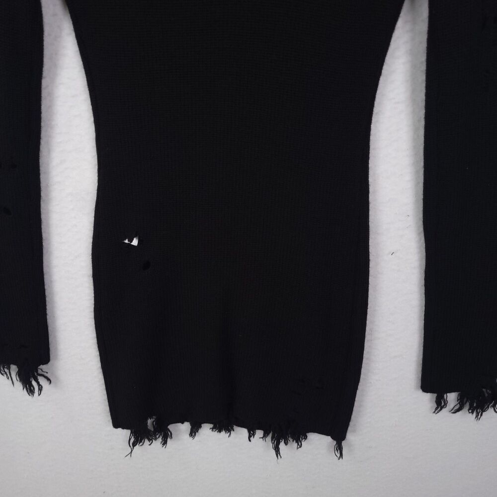 Lovers and Friends Keeney Dress Wool Blend Small Black Distressed Whimsygoth - Picture 8 of 13